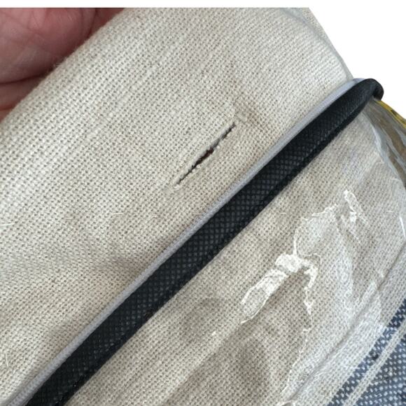 New in Packages Cotton Quilted Natural King Shams Blue Stripes Buttons - Picture 4 of 8